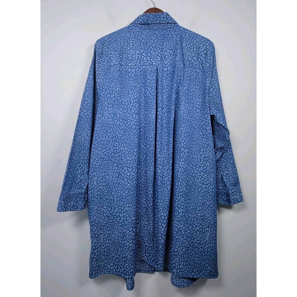 Chicos Womens 4 Blue Long Sleeve Coolmax No Iron Stretch Shirt Dress - Picture 2 of 12